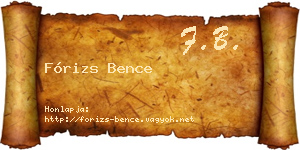 Fórizs Bence névjegykártya